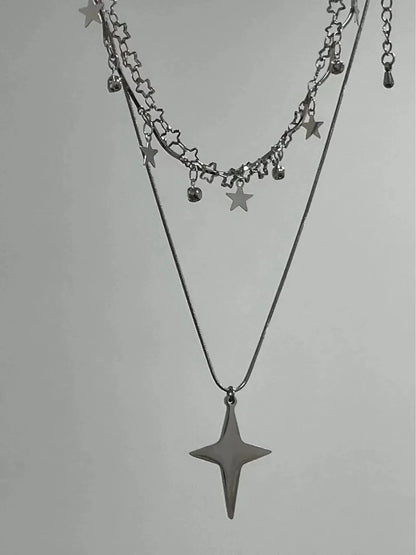 Edgy Star Pendant Titanium Steel Necklace
