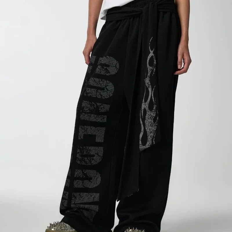 Flame Streamer Loose Cool Sweatpants