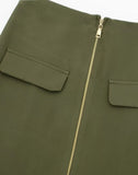 Classic Solid Color Back Zipper Skirt