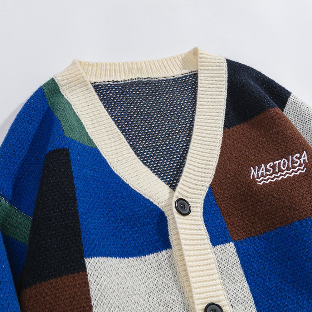 Colorblock Plaid Cardigan