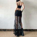 Dark Lace Patchwork Long Gothic Skirt