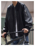 Oversized Solid Leather Motorcycle Jacket