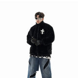 Winter Hip Hop Printted Faux Fur Parkas Jacket