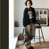 Korean Style Letter Print Black Hoodie