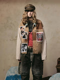 Classic Oversized Streetwear Patchwork Denim Jacket