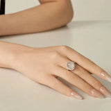 White Opal Geometric Retro Ring