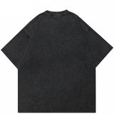 Retro Washed Black Faded Graphic Mirror T-Shirt
