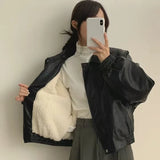 Warm Retro Minimalist Suede Lapel Leather Jacket