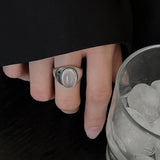 Elegant Oval Stone Cuff Finger Ring