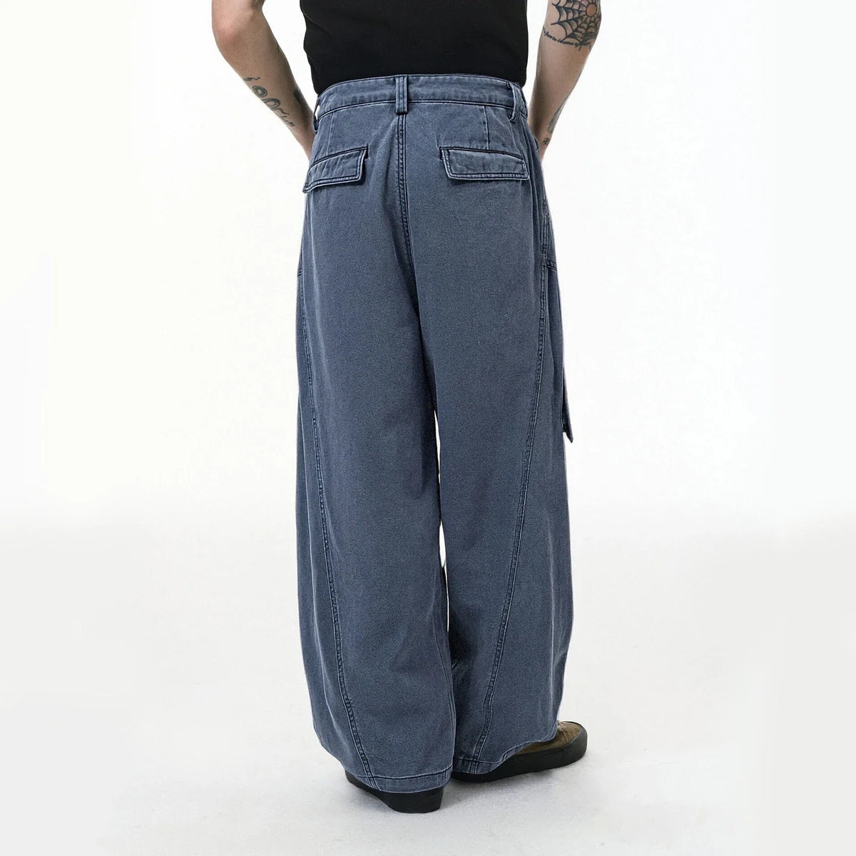 Streetwear Wrinkle Design Cargo Wide Leg Pants