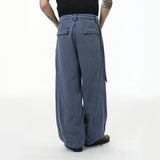 Streetwear Wrinkle Design Cargo Wide Leg Pants