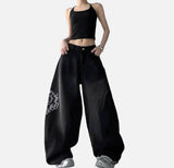 Durable Embroidered Wide Leg Jeans
