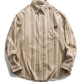 Japanese Vintage Striped Loose Long Shirt