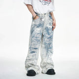 Men Retro Gradient Straight Denim Jeans