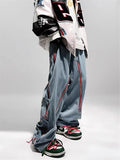 Men's Vintage Punk Zipper Wide Leg Jeans