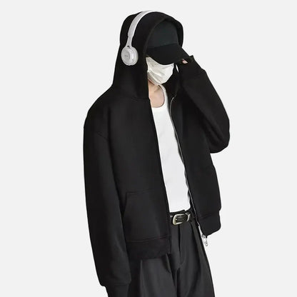 Y2K Solid Color Hooded Double Ended Zipper Sweatshirt