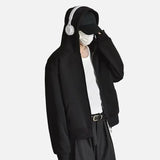 Y2K Solid Color Hooded Double Ended Zipper Sweatshirt