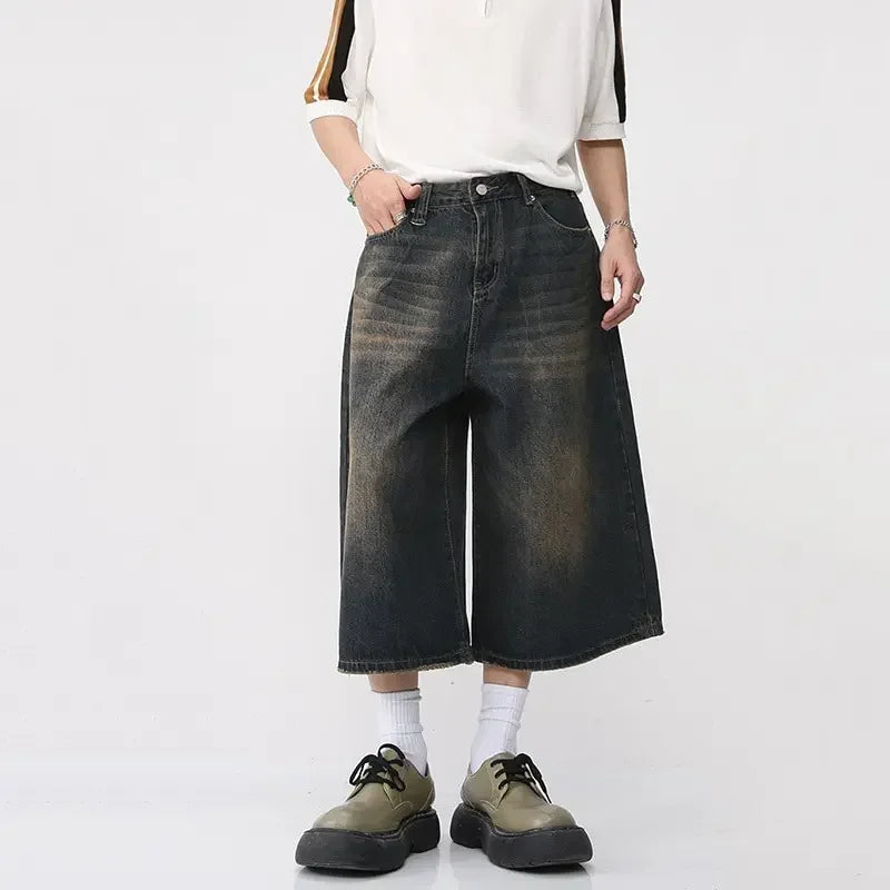 Y2k Vintage Black Wide-leg Jorts