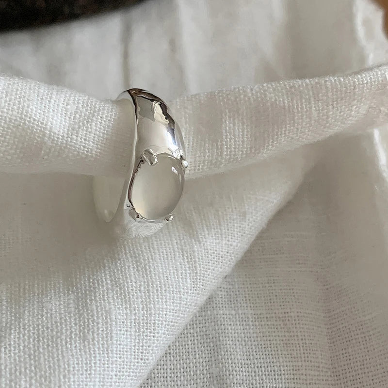 Women Chalcedony Geometry Sterling Silver Ring