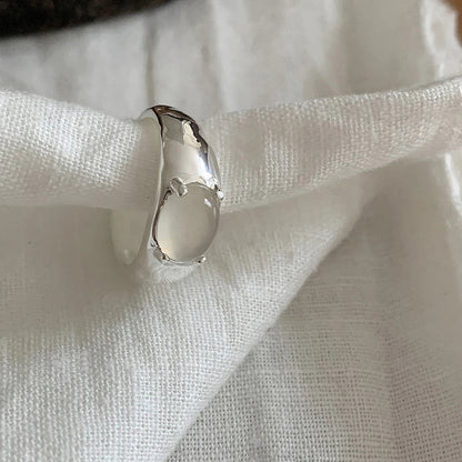 Women Chalcedony Geometry Sterling Silver Ring