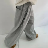 Lace-Up Eyelet Drawstring Sweatpants