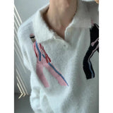 Cozy Embroidered Mink Down Jumper Sweater