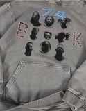 Streetwear Graphic Printed Hip Hop Washed Hoodie