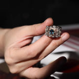 Blue Stone Geometric Open Finger Ring