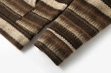 Stylish Striped Knit Hooded Zipper Cardigan