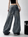 Cyber Grunge Washed White Baggy Jeans