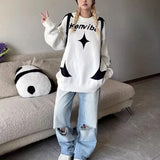 Casual Cozy Letter Print Knit Sweatshirt