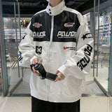 Oversized Embroidery Leather Racing Graphic Jacket