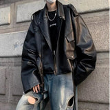 American Style Loose Fit Leather Motorcycle Jacket