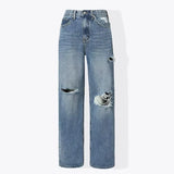 Chic Korean Style Light Blue Ripped Jeans