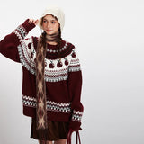 Cozy Soft Fair Isle Knitted Crewneck Sweater