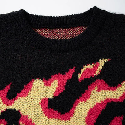 Trendy Skulls Graphic Oversized Knit Sweater