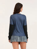 Women Patchwork Gothic Crew Neck T-Shirt
