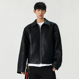 Solid Color High Street Leather Jackets