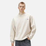 Retro Style Embroidered Faux Suede Sweatshirt