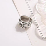 Punk Gothic Silver Retro Skull Wide Ring