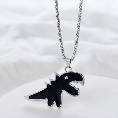 Black Cartoon Dinosaur Pendant Necklaces