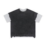 Vintage Patchwork Ripped Sleeve T-Shirt
