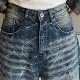 Electric Blue Graffiti Washed Scimitar Jeans