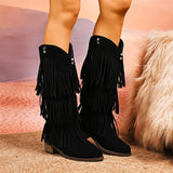 Retro Tassels Cowboy Fringe Knee High Boots
