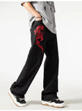 Luxury Dragon Embroidery Summer Straight Jeans