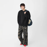 Casual Stand Collar Button Detail Sweatshirt