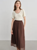 Embroidered Lace Contrast Color Short T-Shirt