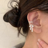 Elegant White Ribbon Clip Earrings