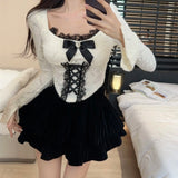 Coquette Ribbon Lace-Trimmed Corset Top