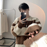 Streetwear Cozy Striped Casual Knitwear Sweater